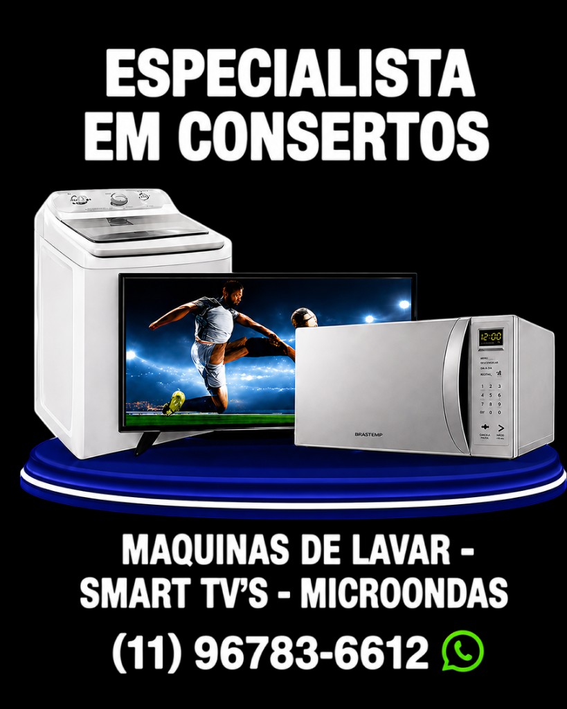 Máquina de lavar, Smart TV e microondas — serviços KHYA Assistência Técnica